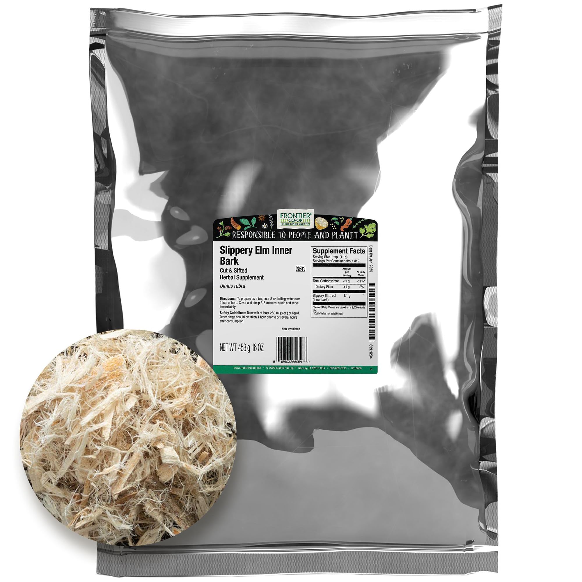 Corteza Interior De Olmo Resbaladizo C/s Frontier Bulk 454 G - Venta Internacional.