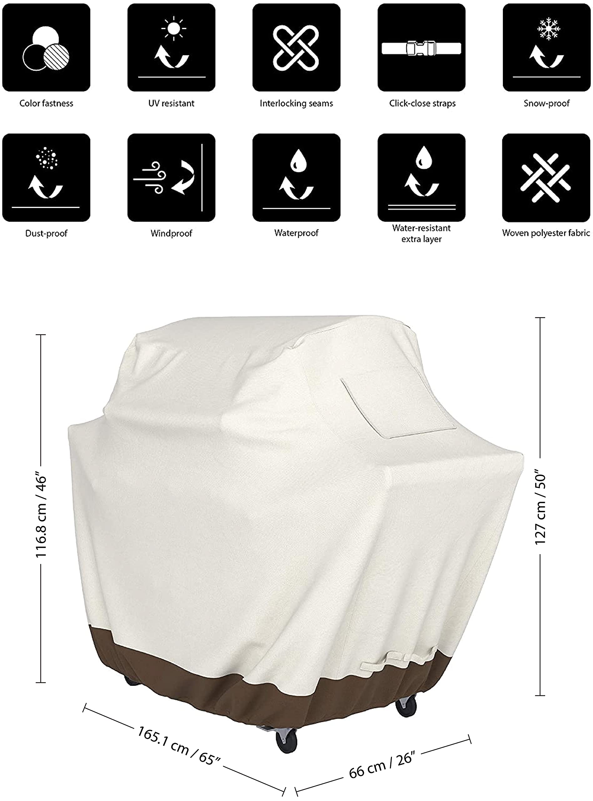 Foto 2 | Funda Para Parrilla De Gas Amazon Basics, 165 Cm, Color Beige - Venta Internacional.
