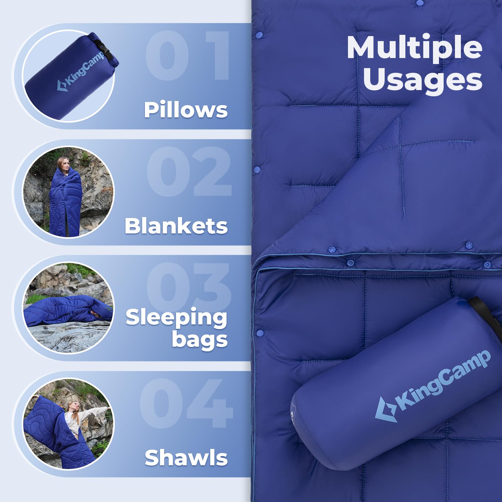 Foto 7 pulgar | Manta De Camping Kingcamp Ligera, Repelente Al Agua, 600 G - Venta Internacional.