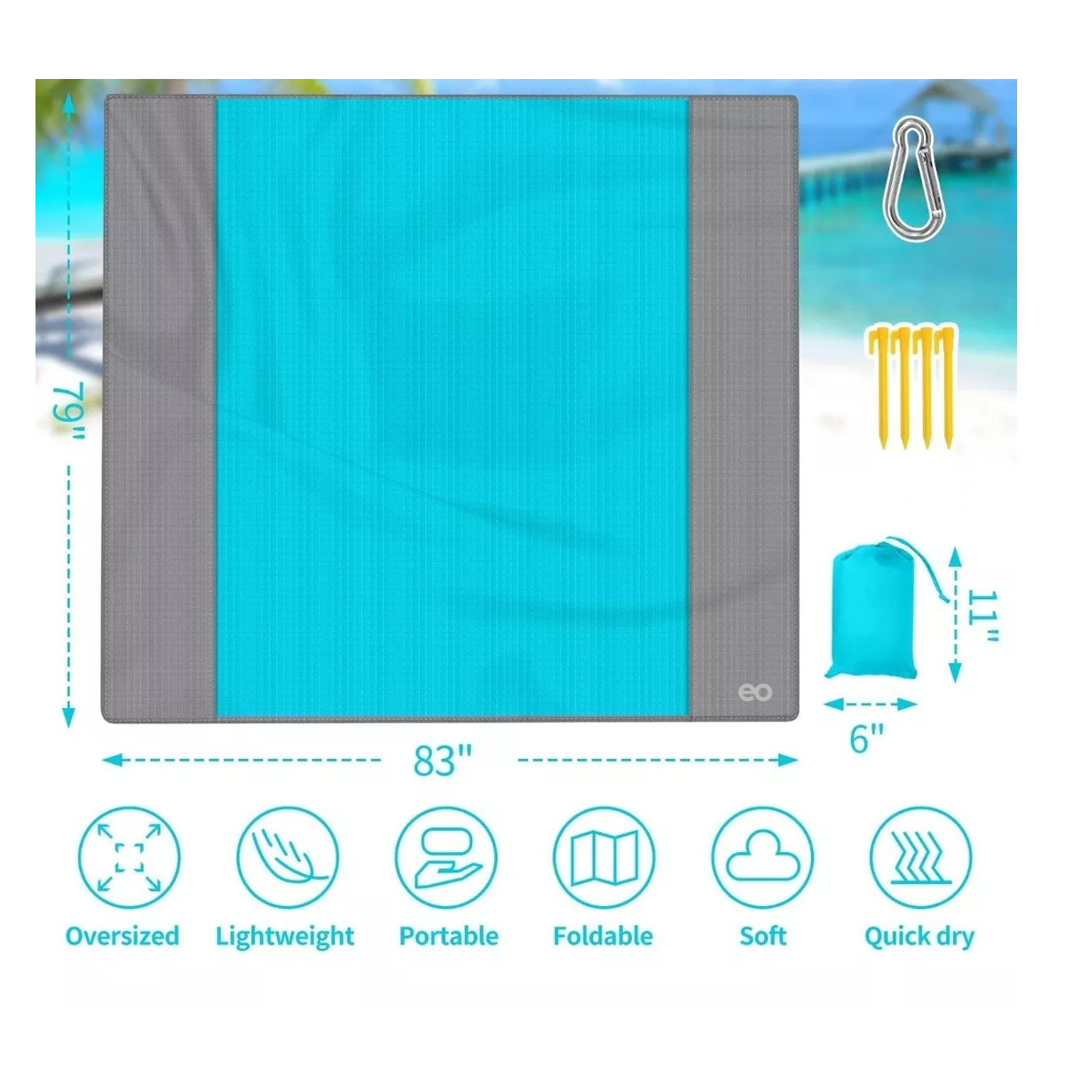Foto 3 pulgar | Tapete de Picnic Impermeable Eo Safe Imports Esi-9343-1 Multicolor