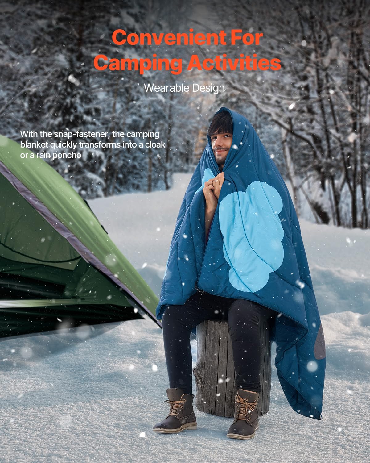 Foto 3 pulgar | Manta De Camping Vevor, Grande, Cálida, Impermeable, A Prueba De Viento, 75 X 52 Cm - Venta Internacional.