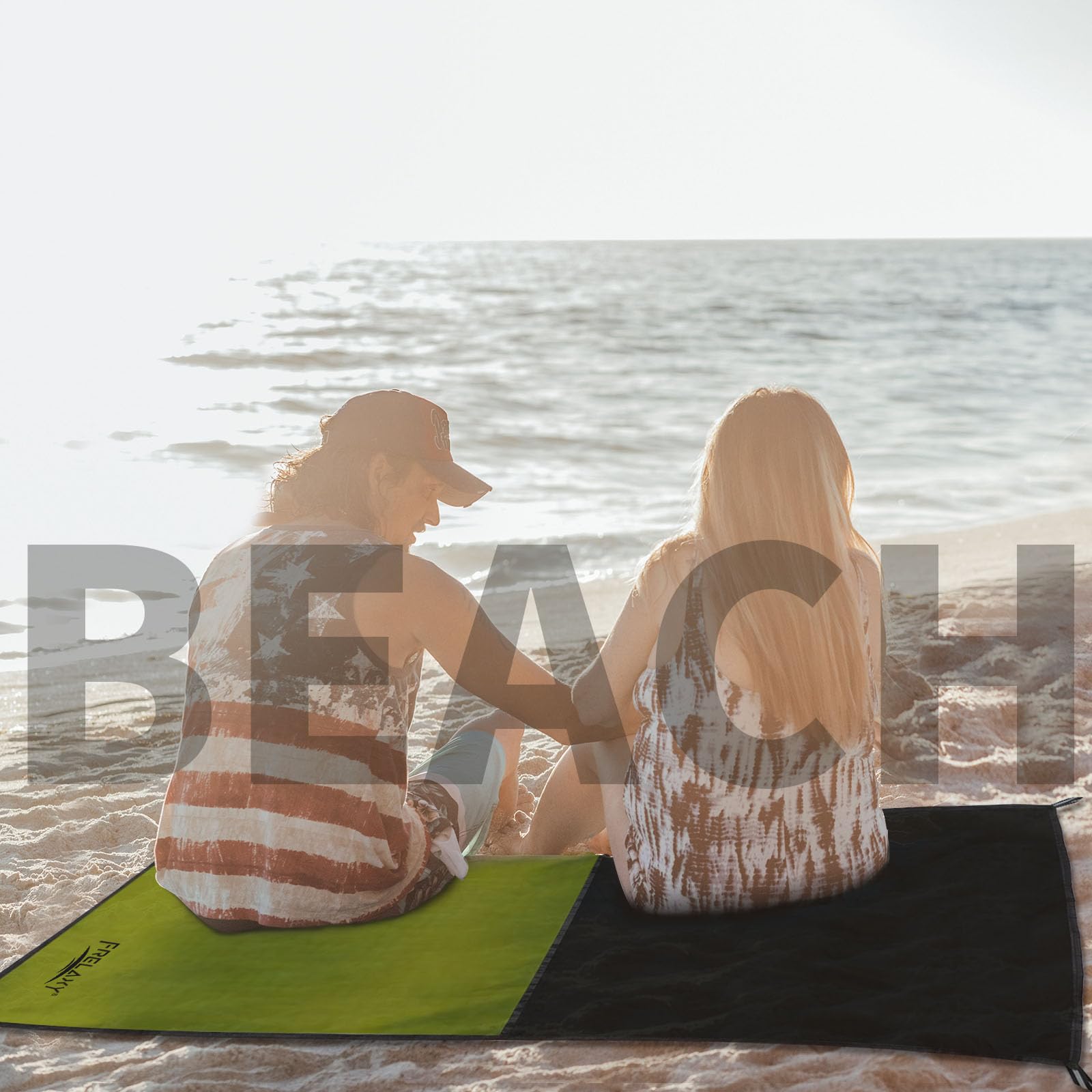 Foto 5 | Manta De Pícnic Con Bolsillo Frelaxy, Impermeable, Playa, Verde Militar - Venta Internacional.