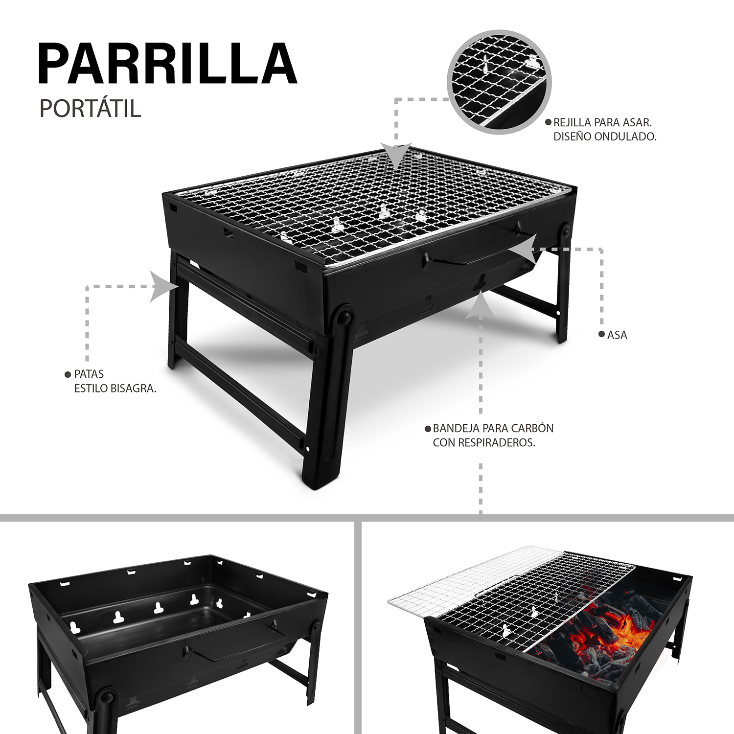 Foto 5 | Parrilla o Asador Andromeda 74868 Negro Inc Portátil