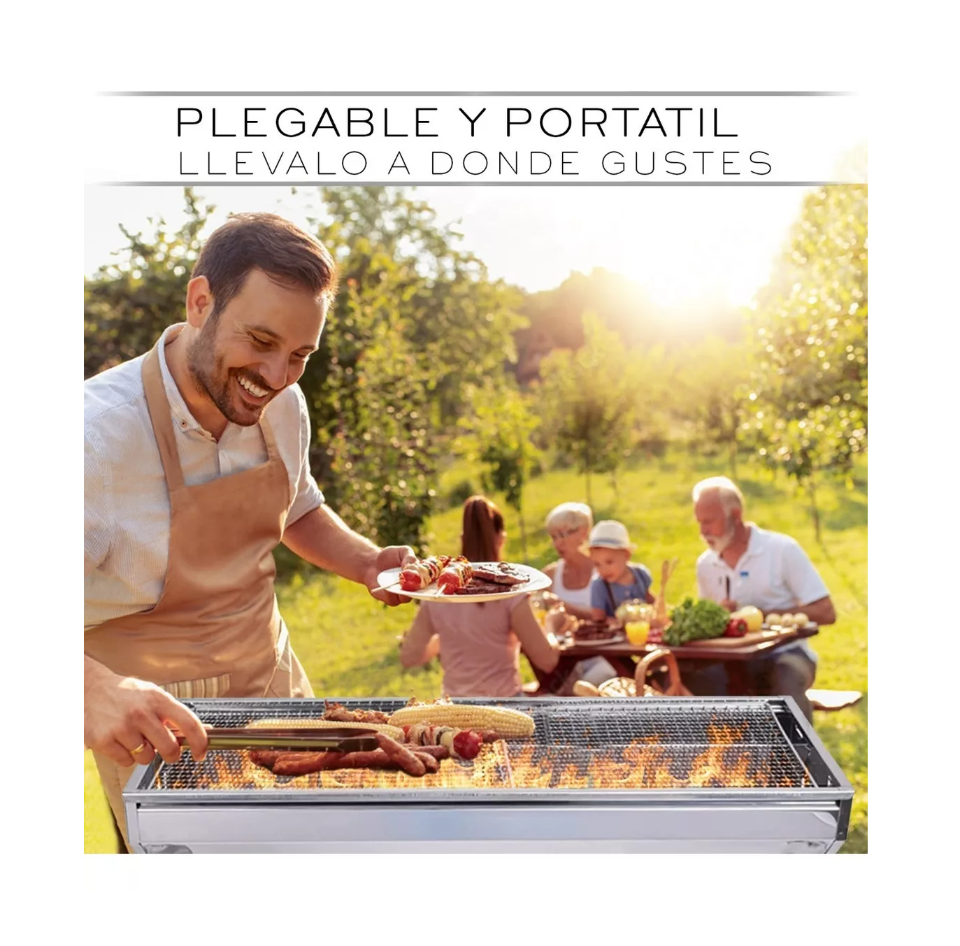 Foto 2 | Asador Plegable de Carbón Belug Plateado de Acero Inoxidable