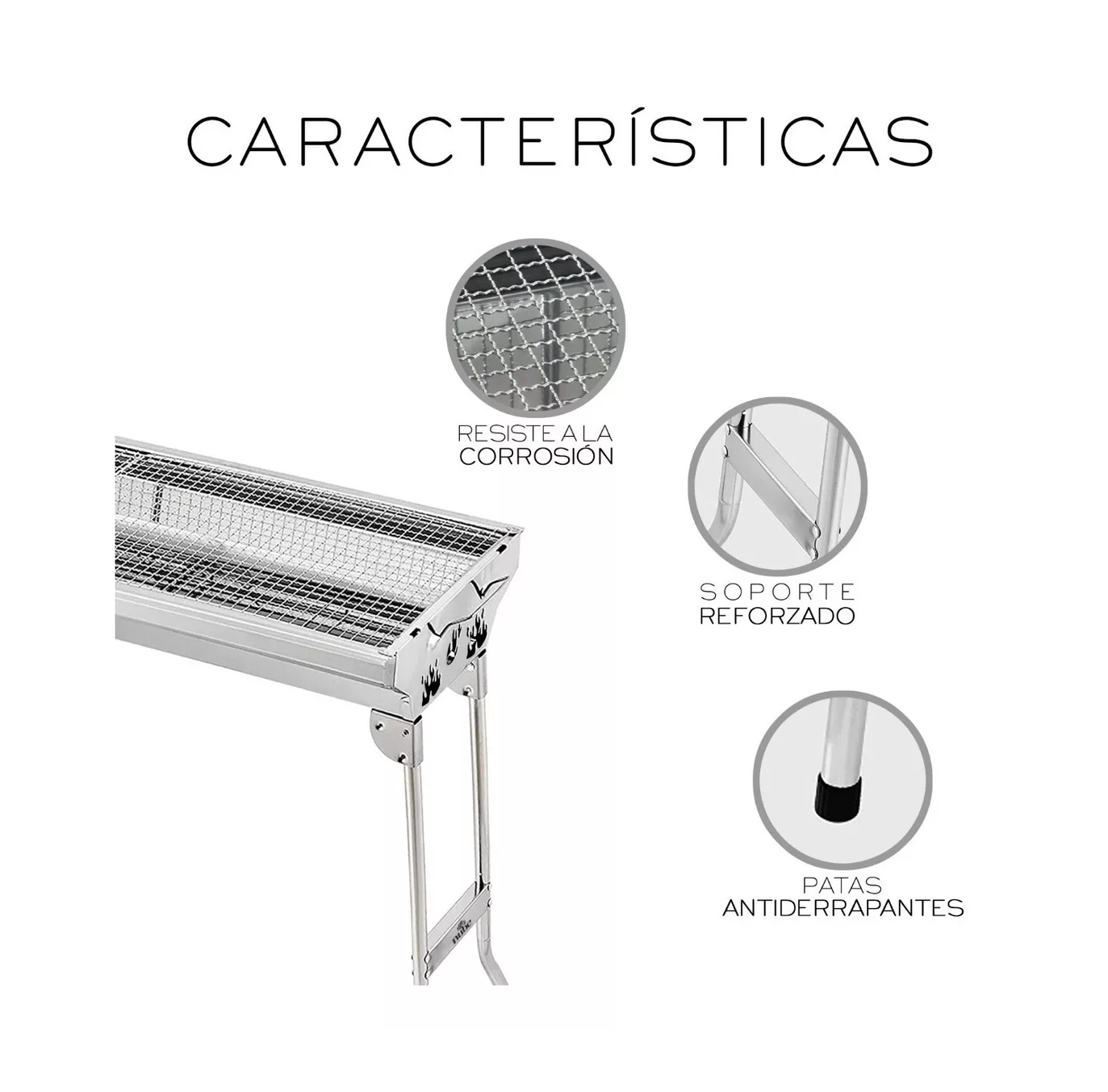 Foto 4 pulgar | Asador Plegable de Carbón Belug Plateado de Acero Inoxidable