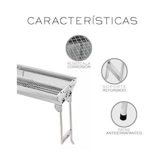 Foto 3 | Asador Plegable de Carbón Belug Plateado de Acero Inoxidable