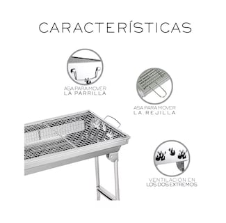 Foto 4 | Asador Plegable de Carbón Belug Plateado de Acero Inoxidable