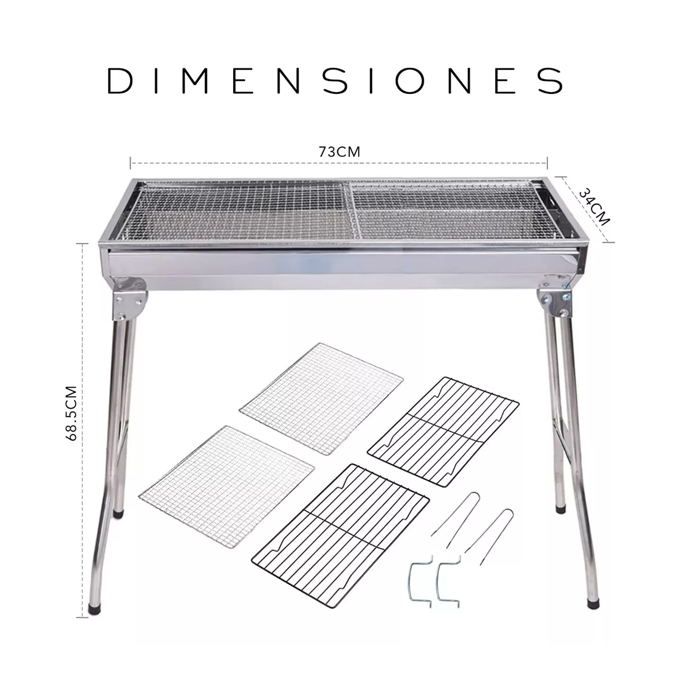 Foto 5 | Asador Plegable de Carbón Belug Plateado de Acero Inoxidable