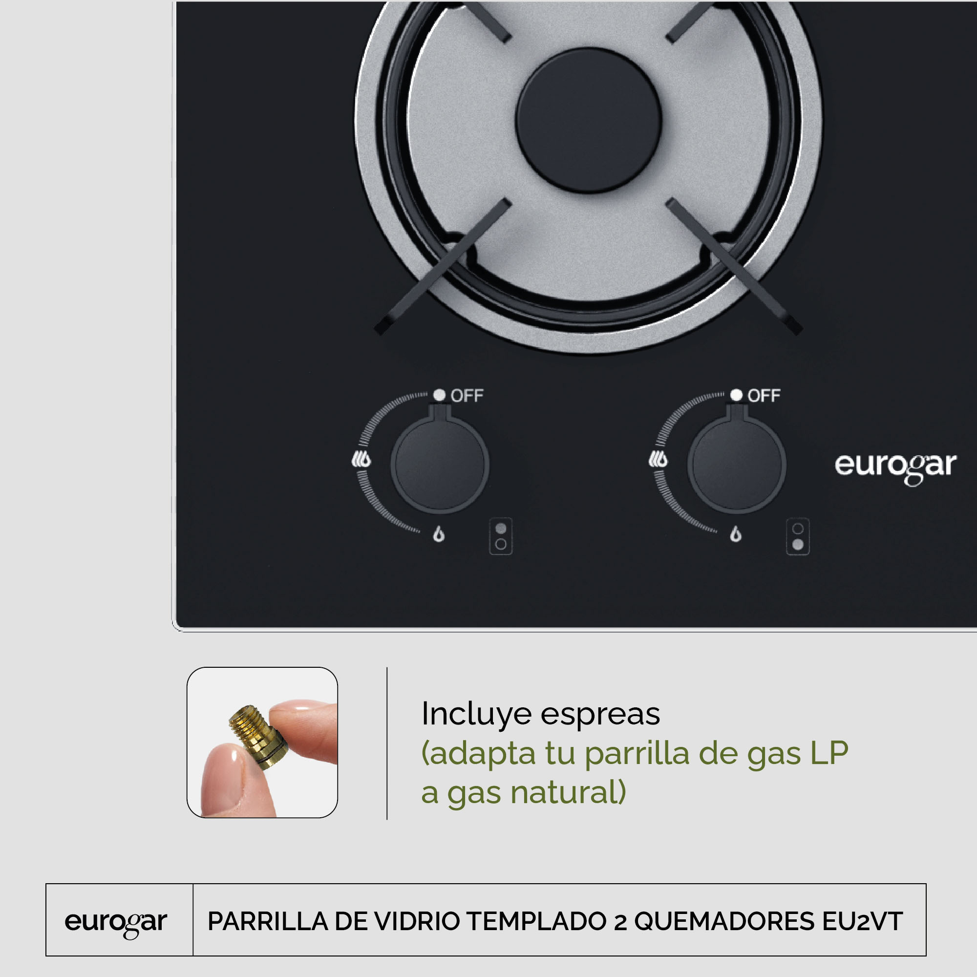 Foto 4 | Parrilla de Vidrio Templado Avera Eu2vt 2 Quemadores Encendido Electrónico