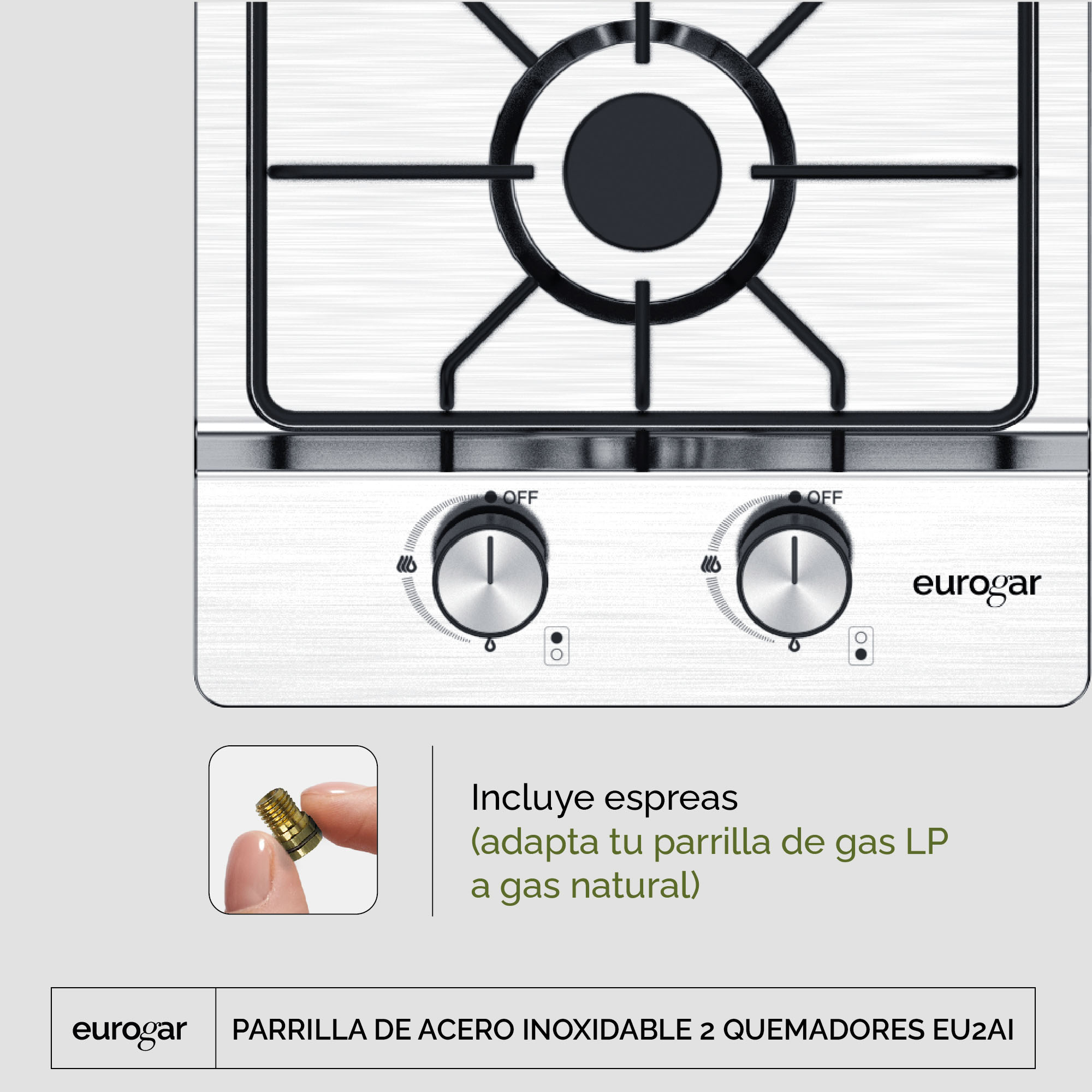 Foto 5 pulgar | Parrilla de Acero Inoxidable Avera Eu2ai 2 Quemadores Encendido Electrónico