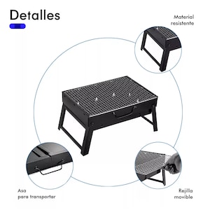 Foto 2 | Mini Parrilla De Carbón Portátil Plegable Acero Inoxidable Eo Safe Imports Esi-15053 Negro