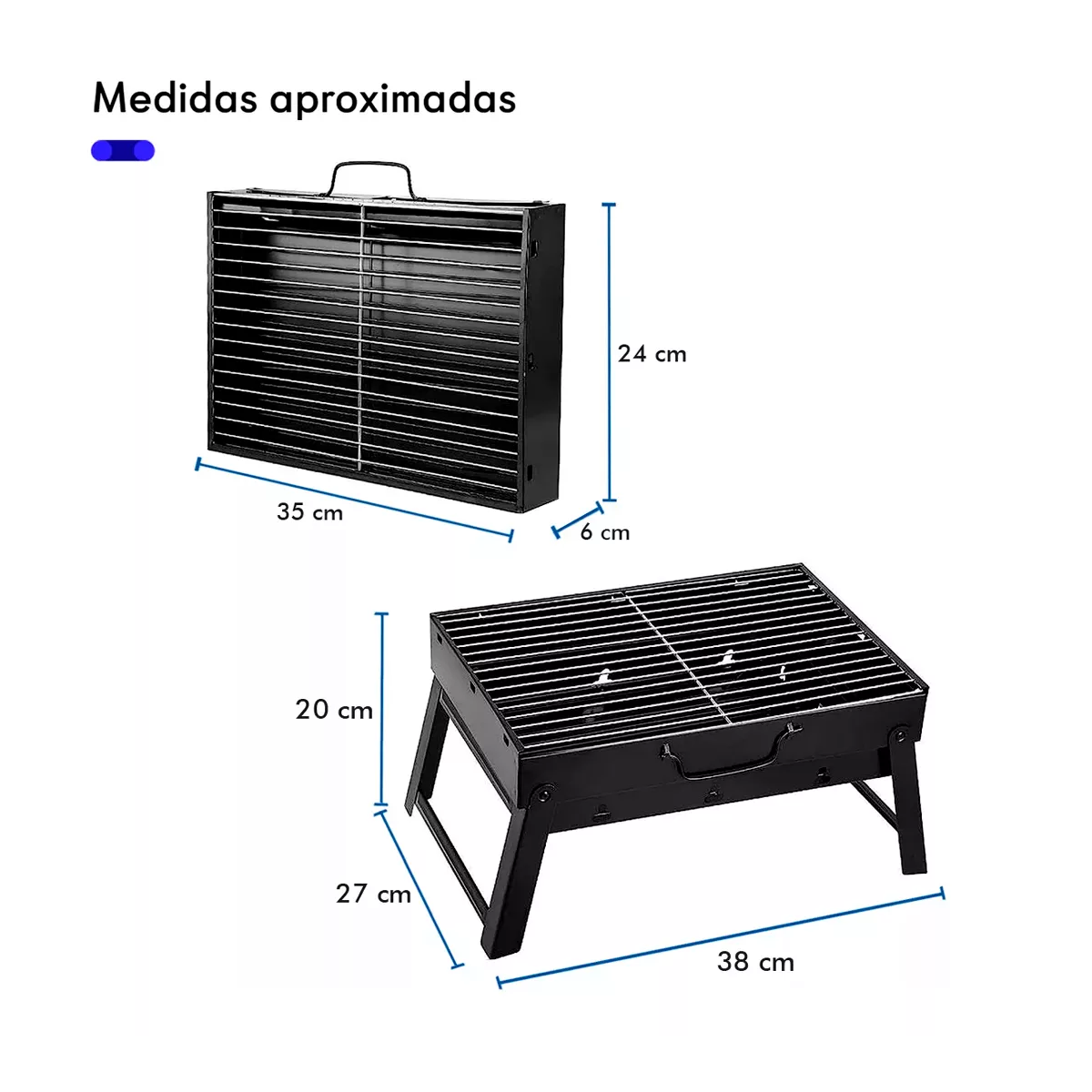 Foto 4 pulgar | Mini Parrilla De Carbón Portátil Plegable Acero Inoxidable Eo Safe Imports Esi-15053 Negro