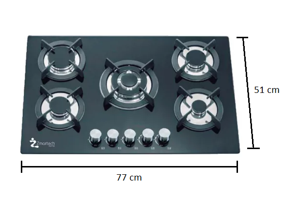 Foto 3 pulgar | Parrilla Empotrable Zmartech 5 Quemadores Cristal Templado