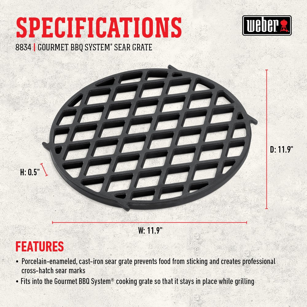 Foto 7 pulgar | Sistema de Barbacoa Sear Grate Weber Gourmet Black 22 1/2 Pulgadas - Venta Internacional
