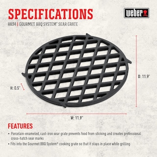 Foto 6 | Sistema de Barbacoa Sear Grate Weber Gourmet Black 22 1/2 Pulgadas - Venta Internacional