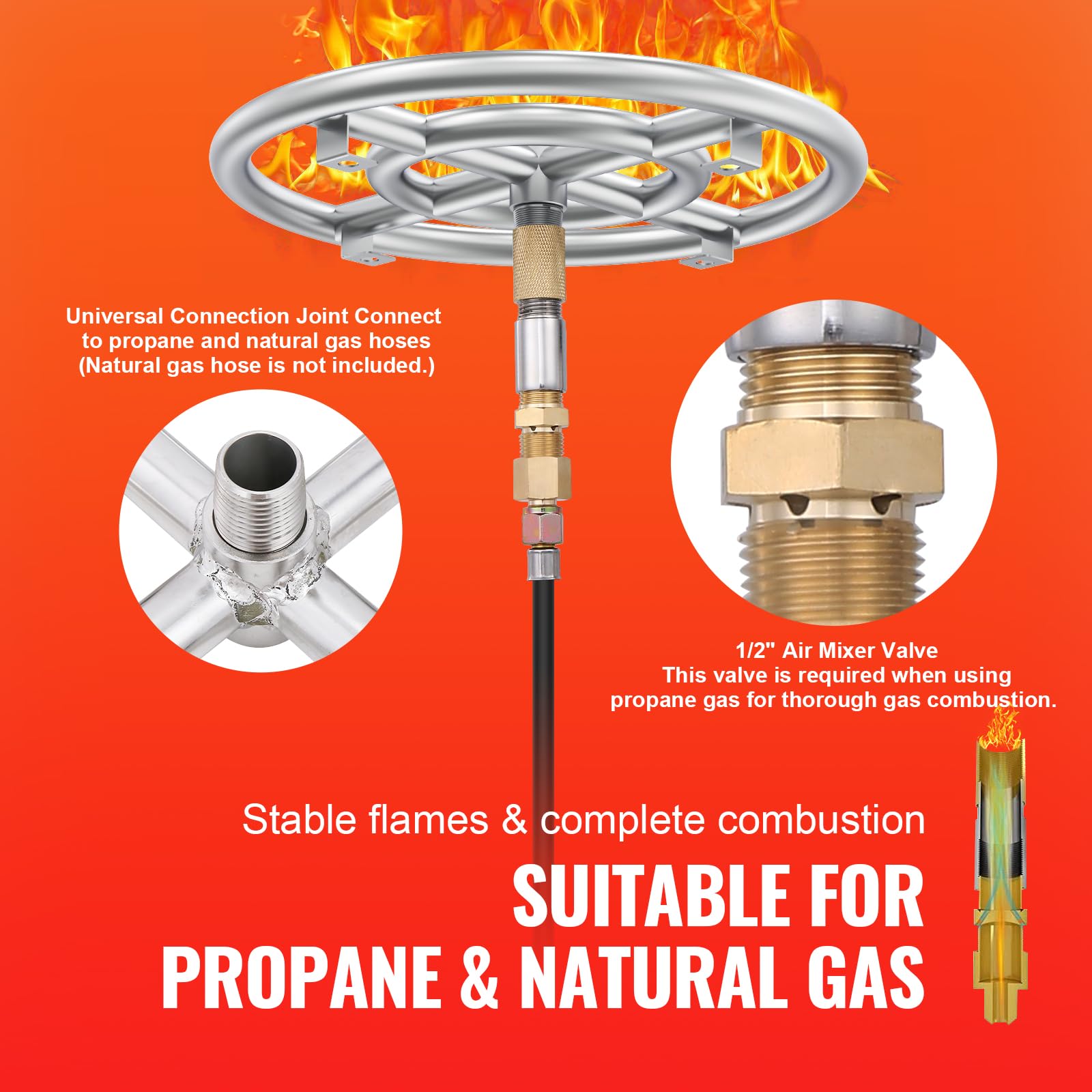 Foto 7 pulgar | Sartén Para Fogatas Vevor Redonda De Acero Inoxidable De 30 Cm Con 92.000 Btu - Venta Internacional.