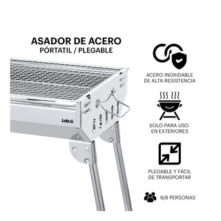 Foto 2 | Parrilla Asador De Carbon Portatil Plegable Acero Inoxidable Lab.g Plateado