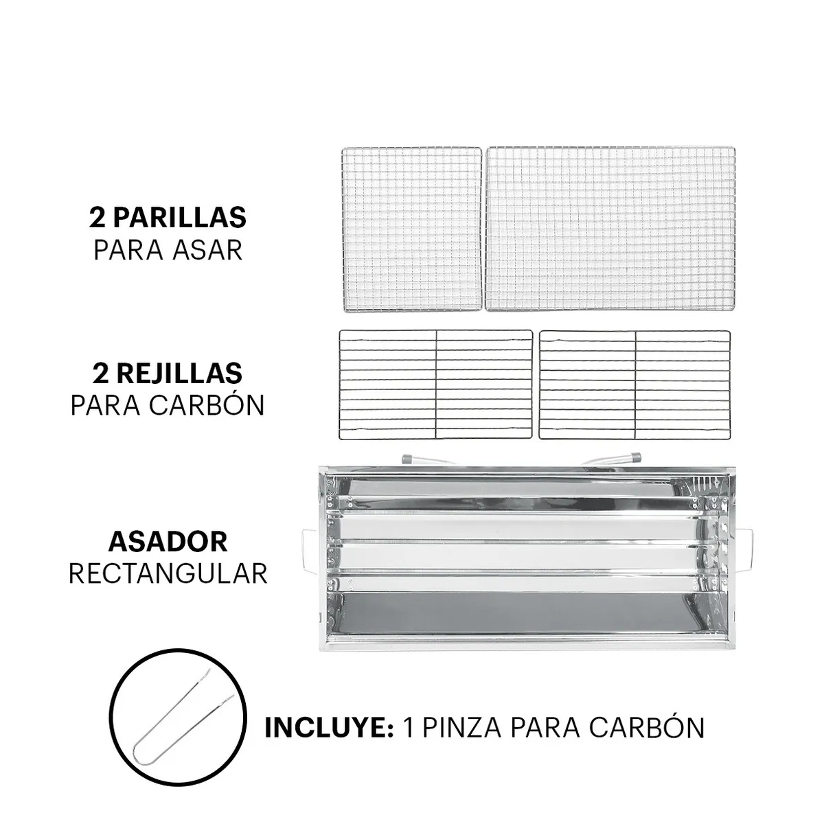 Foto 4 pulgar | Parrilla Asador De Carbon Portatil Plegable Acero Inoxidable Lab.g Plateado