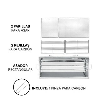 Foto 3 | Parrilla Asador De Carbon Portatil Plegable Acero Inoxidable Lab.g Plateado