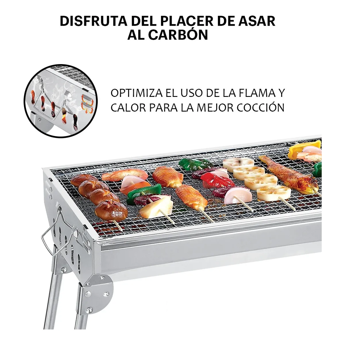 Foto 5 | Parrilla Asador De Carbon Portatil Plegable Acero Inoxidable Lab.g Plateado