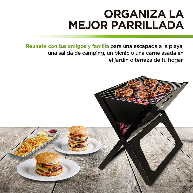 Foto 4 pulgar | Asador de Carbón Hikeo 83356-bl Portátil Plegable Negro