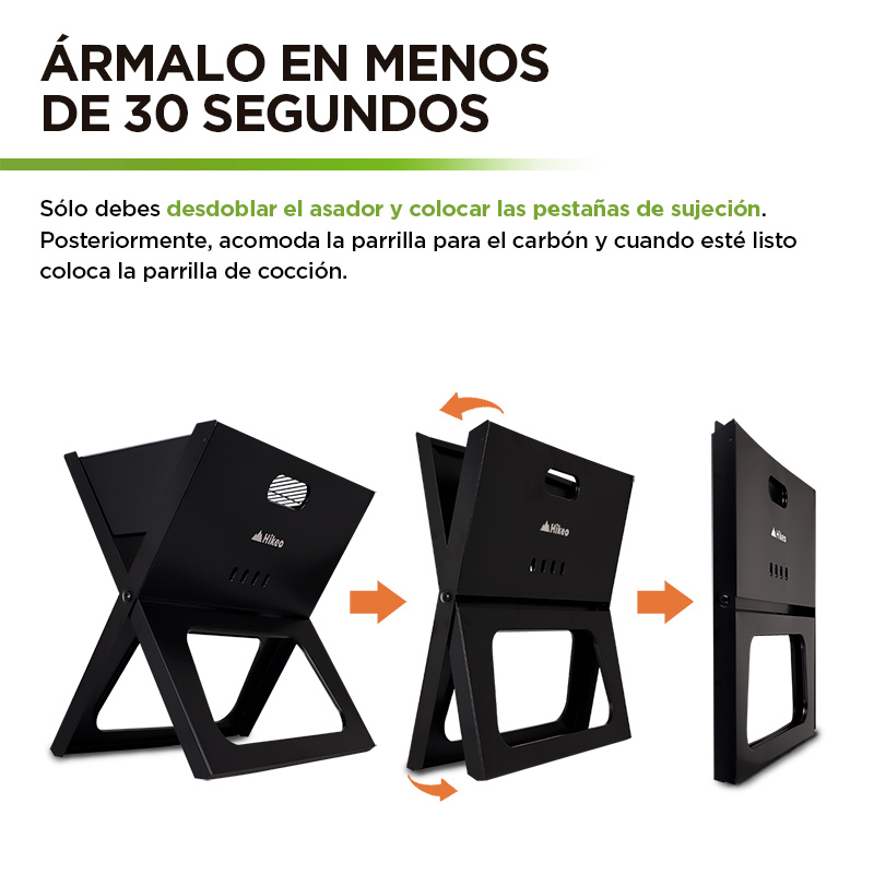 Foto 5 pulgar | Asador de Carbón Hikeo 83356-bl Portátil Plegable Negro