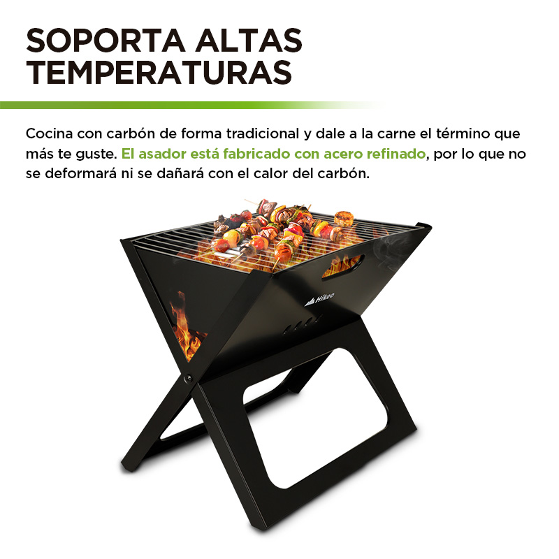 Foto 8 pulgar | Asador de Carbón Hikeo 83356-bl Portátil Plegable Negro