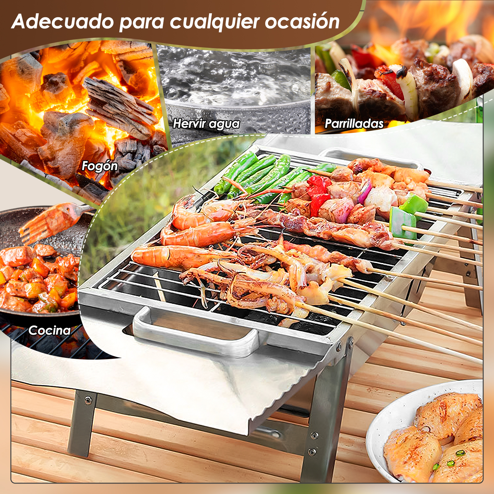 Foto 5 pulgar | Mini Asador de Acero Inoxidable Plegable Generac K10156