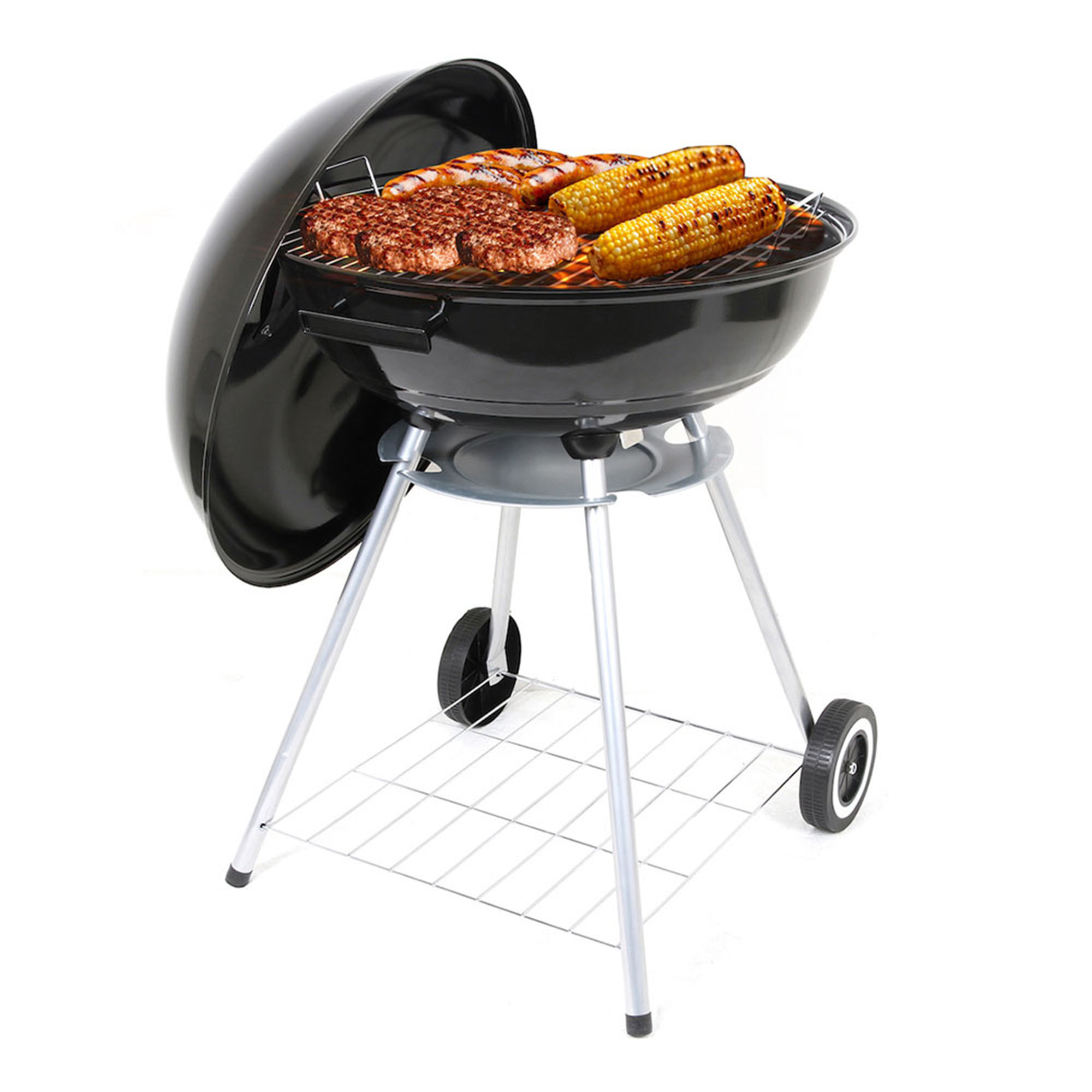 Asador Circular de Carbón Aquila Negro 57 cm con Ruedas