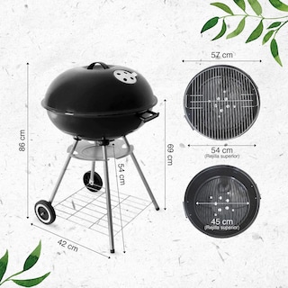 Foto 3 | Asador Circular de Carbón Aquila Negro 57 cm con Ruedas