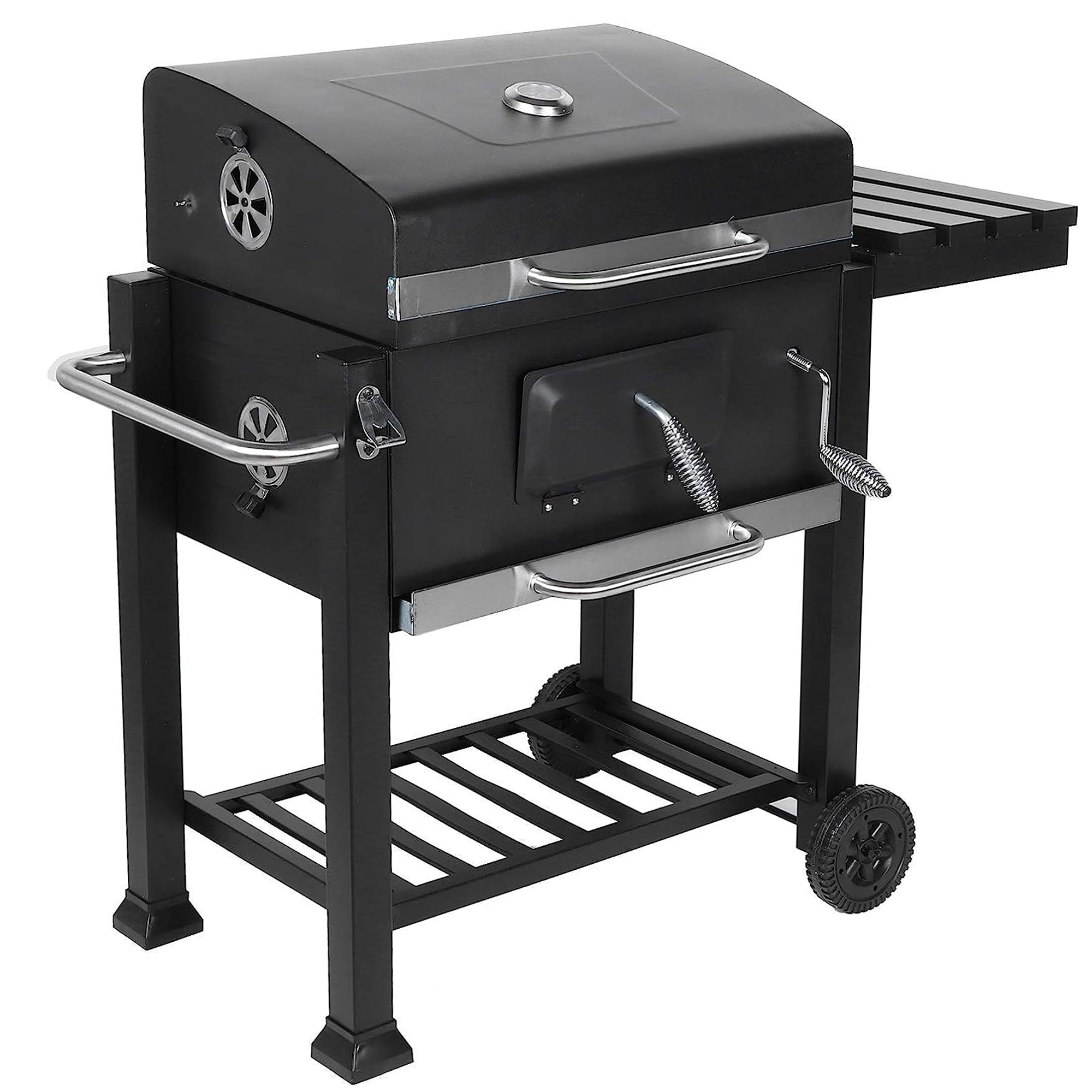 Asador de Hierro Aquila Master Negro con Ruedas y Mesa Lateral