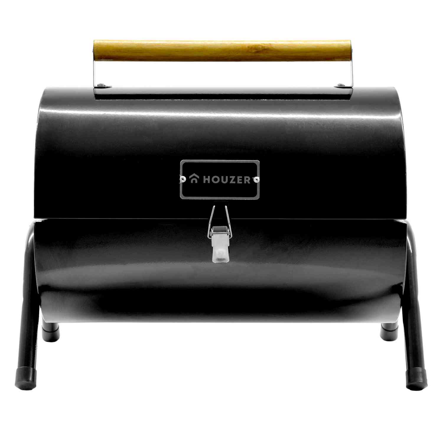 Asador Carbón Portátil Tipo Barril Negro 2 Parrillas 42 x 35