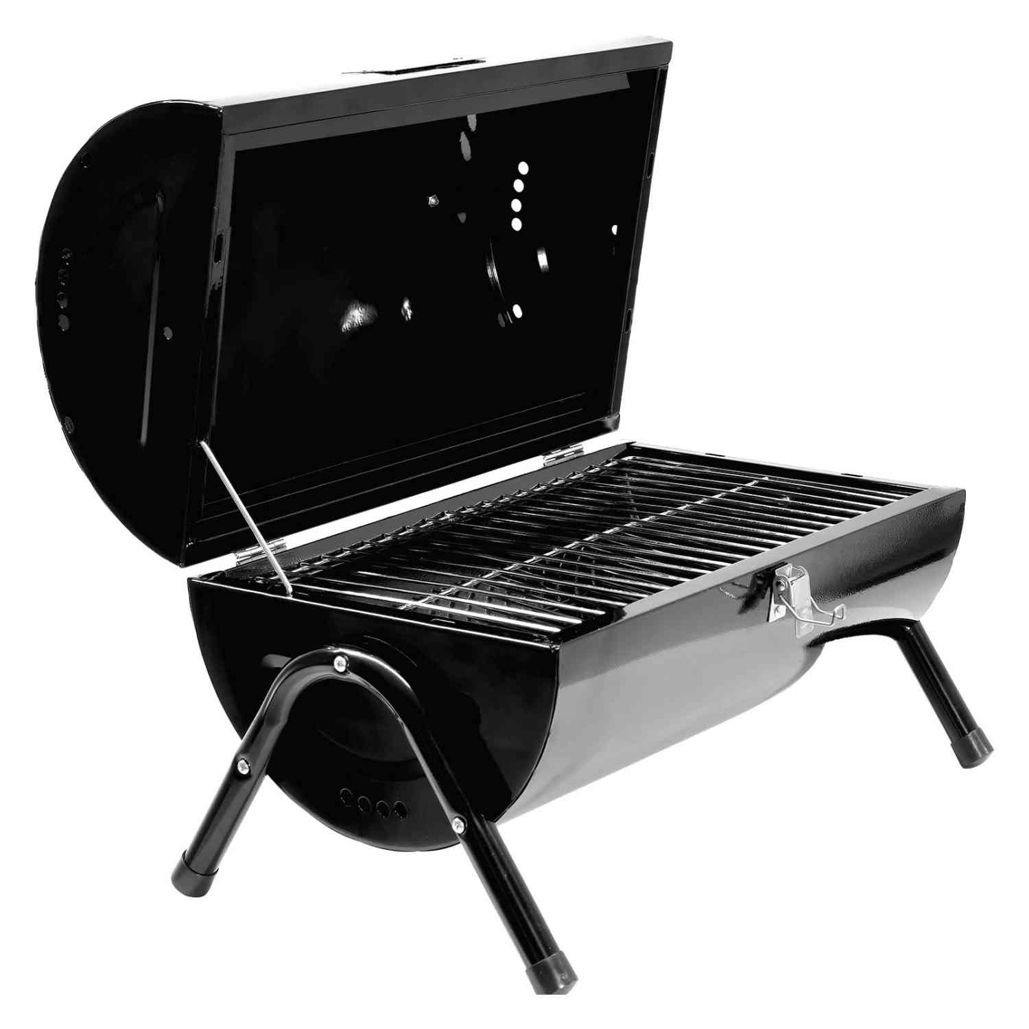 Foto 4 pulgar | Asador Carbón Portátil Tipo Barril Negro 2 Parrillas 42 x 35