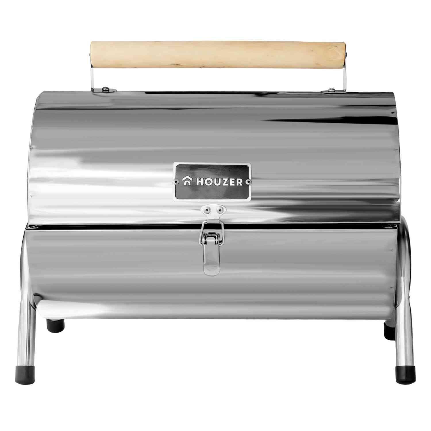Foto 3 | Asador Carbón Portátil Tipo Barril Cromado 2 Parrillas 42 x 35 Plata