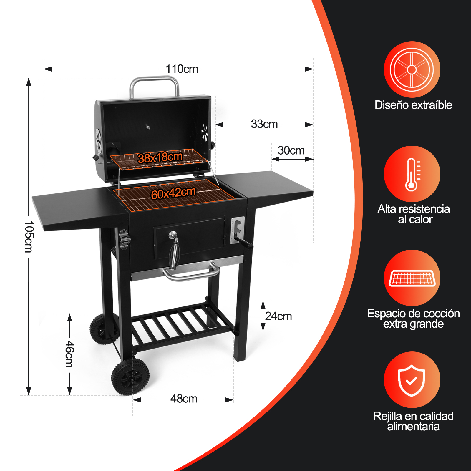 Foto 7 pulgar | Asador de Carbón Generac Negro