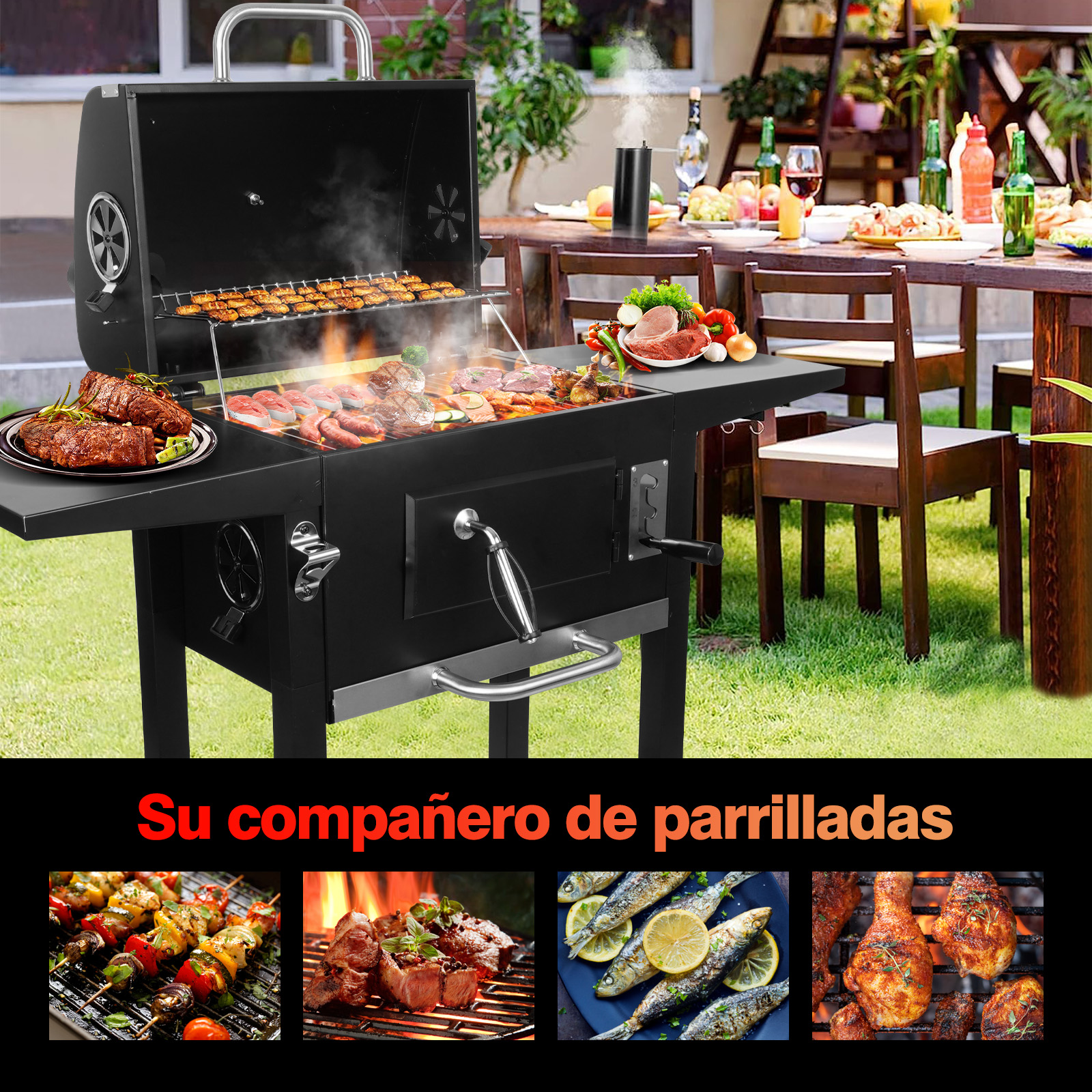 Foto 8 pulgar | Asador de Carbón Generac Negro