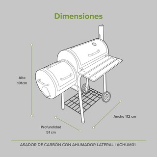 Foto 7 | Asador De Carbón Con Ahumador Lateral Achum01 Avera