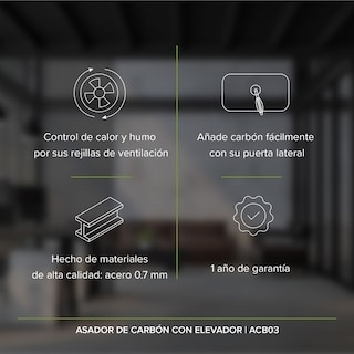 Foto 6 | Asador De Carbón Con Elevador De Parrilla Acb03 Avera