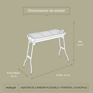 Foto 5 | Asador De Carbón Plegable Y Portátil Euacp01g Eurogar