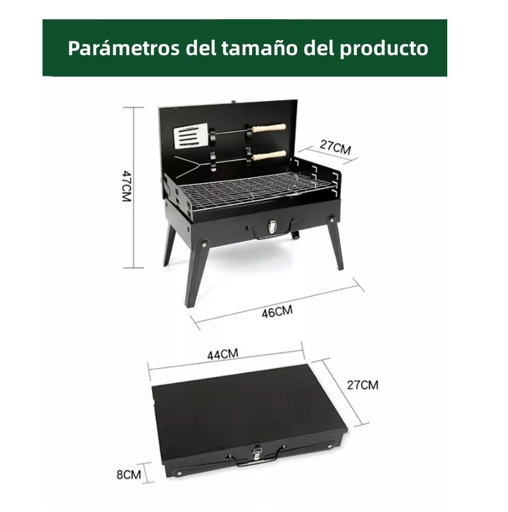 Foto 4 pulgar | Parrilla Asador Plegable con Accesorios Camping Portátil Negro