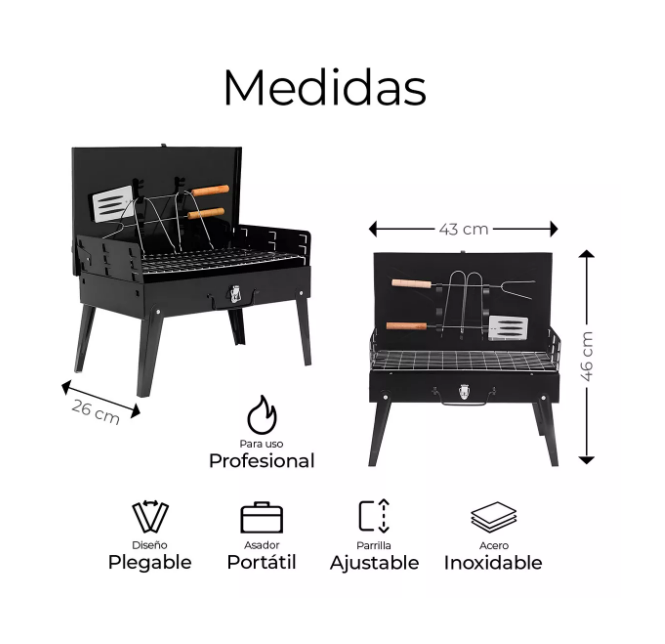 Foto 2 | Parrilla Asador Plegable Con Accesorios Camping Portátil Pro