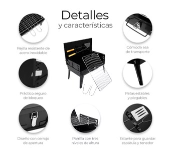 Foto 3 | Parrilla Asador Plegable Con Accesorios Camping Portátil Pro