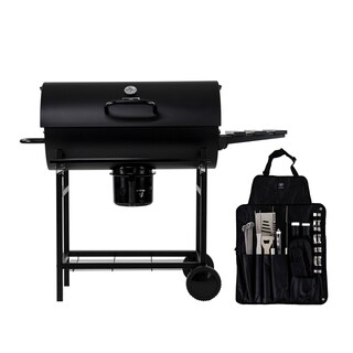 Foto 1 | Combo Asador De Carbón Tipo Tambor Y Kit Parrillero De Utensilios De 28 Piezas Con Mandil, Avera, Acb02ada28, Negro