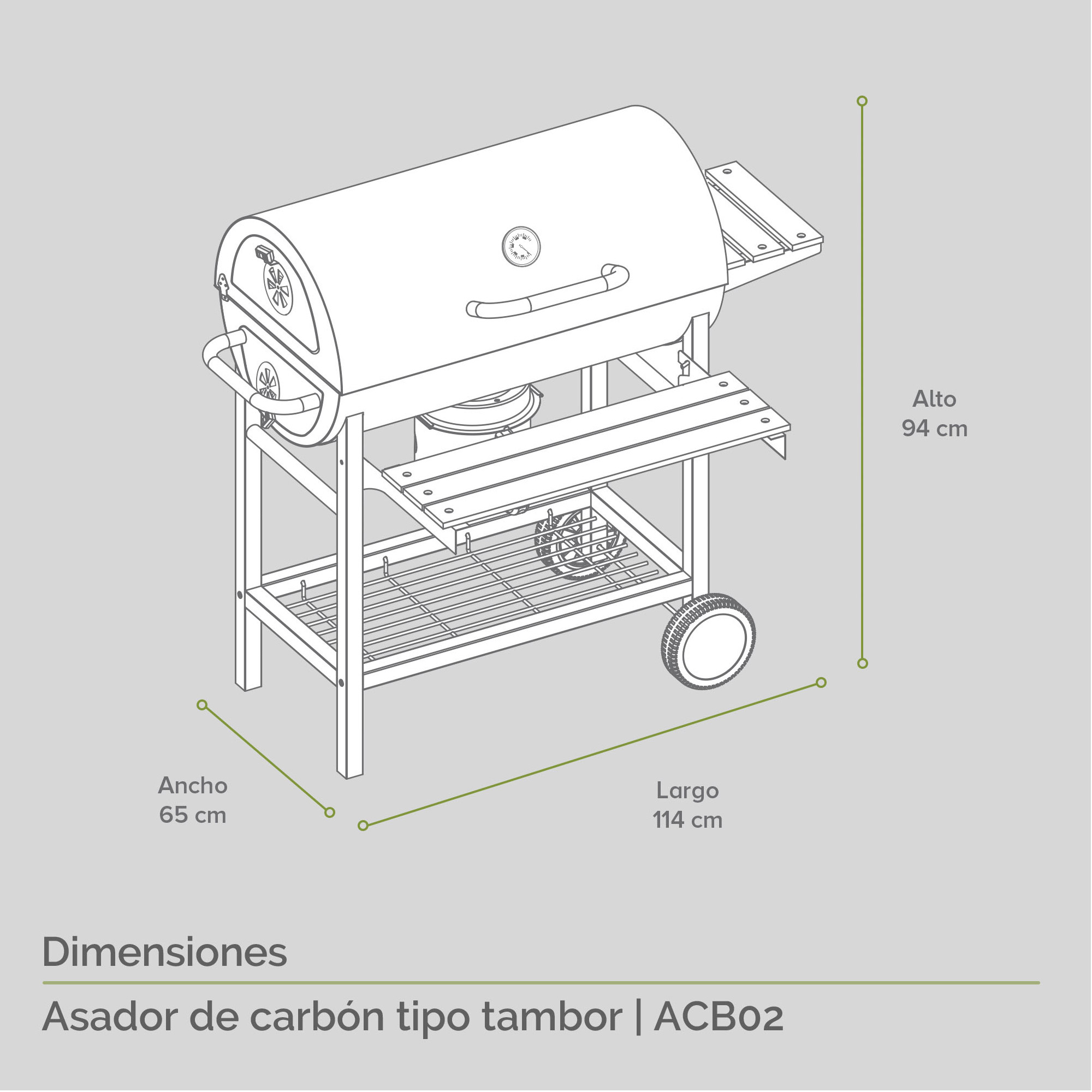 Foto 4 | Combo Asador De Carbón Tipo Tambor Y Kit Parrillero De Utensilios De 28  Piezas Con Mandil, Avera, Acb02ada28, Negro