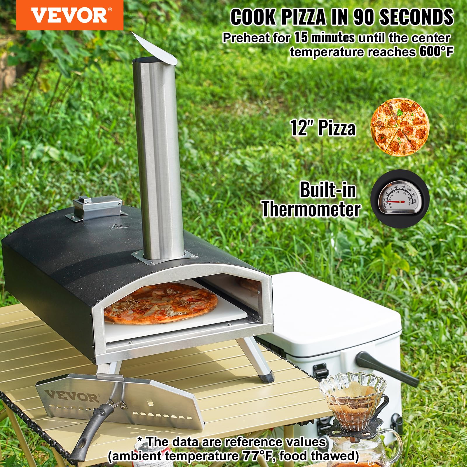 Foto 3 pulgar | Horno Para Pizza Vevor Outdoor De 12 Pulgadas A Leña Con Termómetro - Venta Internacional.