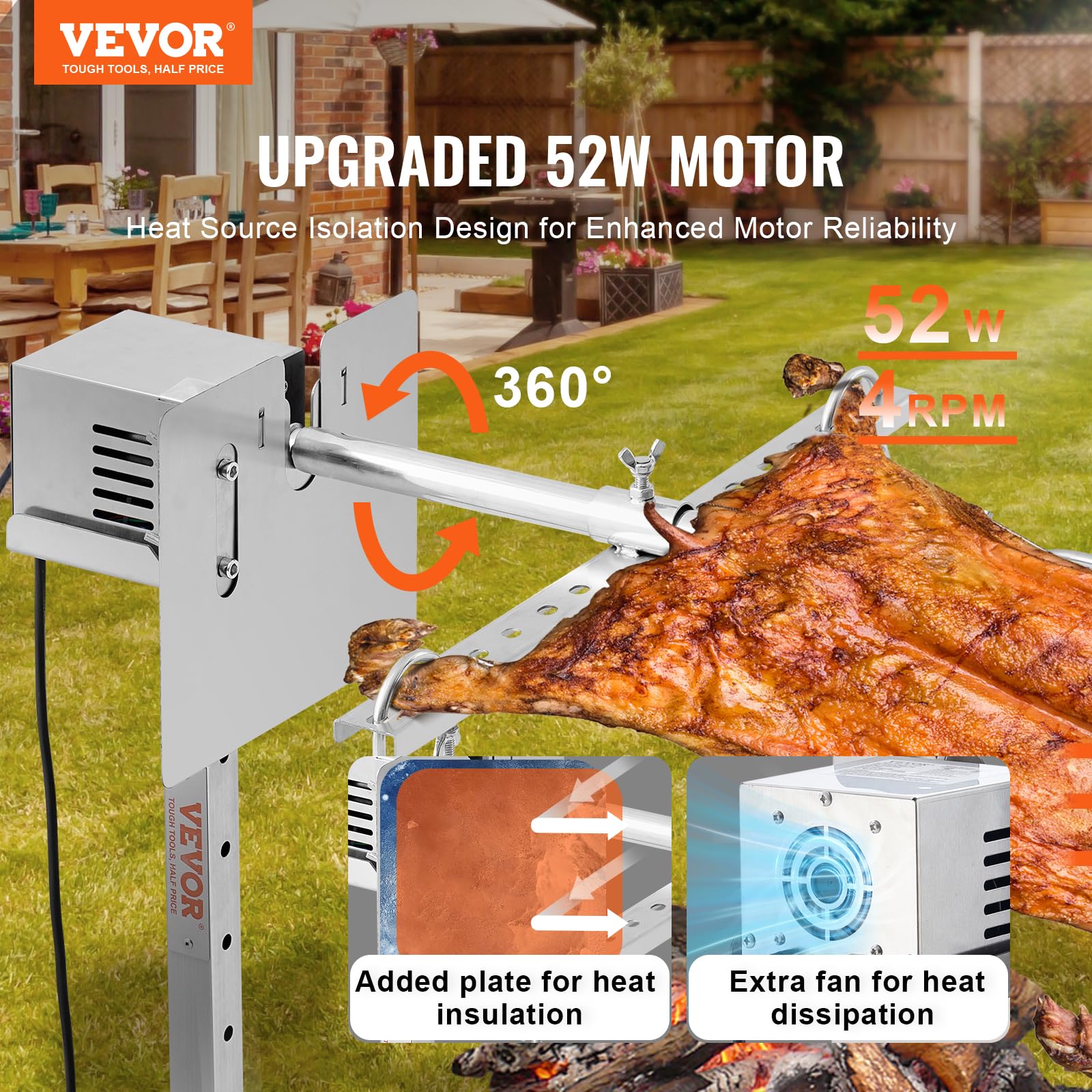 Foto 5 pulgar | Kit De Parrilla Para Asar Vevor, 142 Kg, Acero Inoxidable Con Motor De 52 W - Venta Internacional.