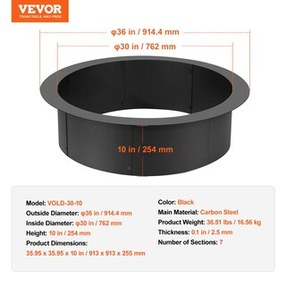 Foto 7 | Anillo Para Fogatas Vevor, 36 Cm De Diámetro Exterior Y 30 Cm De Diámetro Interior, Acero Al Carbono - Venta Intern