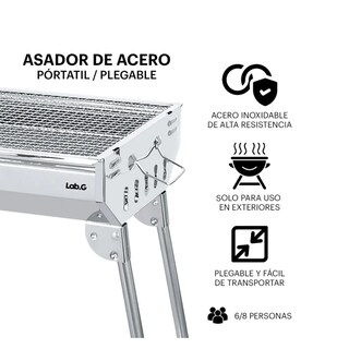 Foto 2 | Asador De Carbon Parrilla Acero Inoxidable Lab.g Plateado