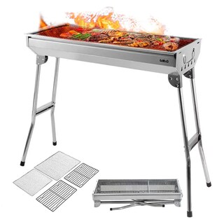 Foto 3 | Asador De Carbon Parrilla Acero Inoxidable Lab.g Plateado