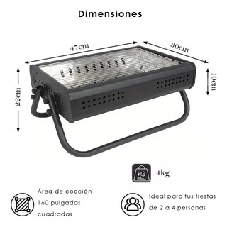 Foto 2 | Parrilla Asador De Carbon Portatil Camping Con Asa Color Negro